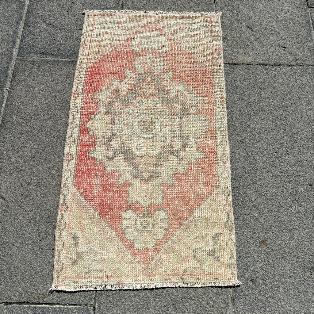 Vintage Turkish Mini Rug 1.4 x 2.6 ft