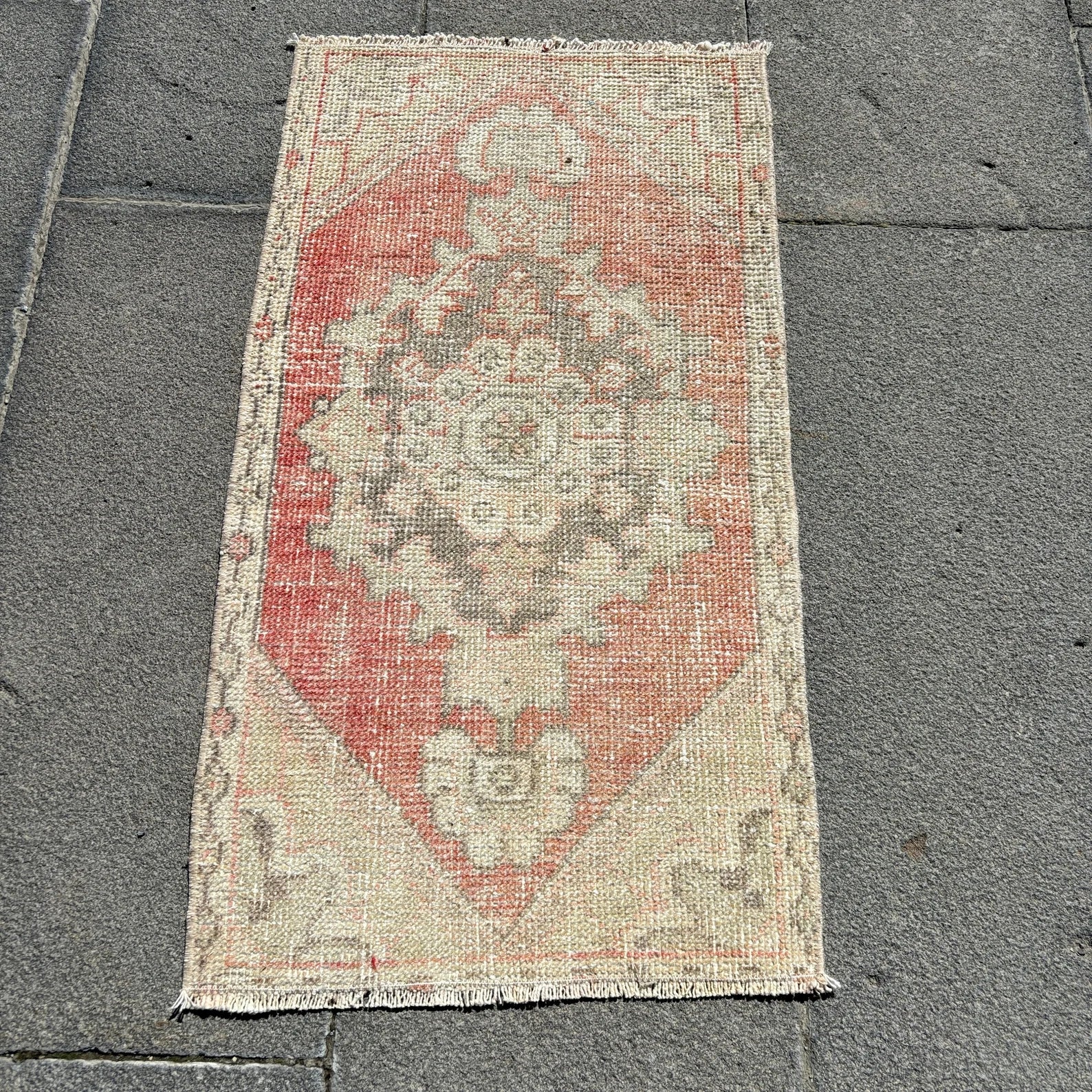 Vintage Turkish Mini Rug 1.4 x 2.6 ft