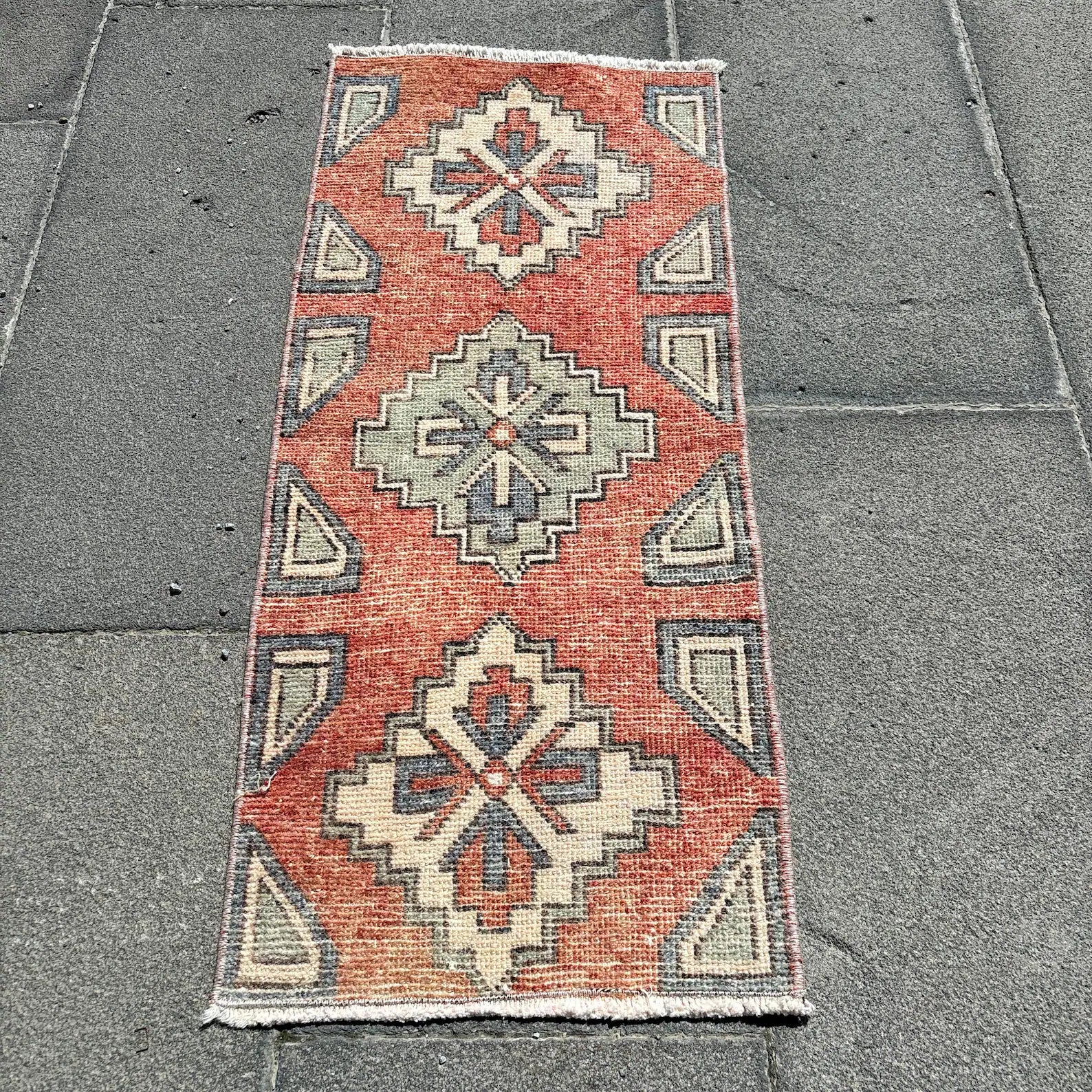 Vintage Turkish Mini Rug 1.2 x 2.9 ft