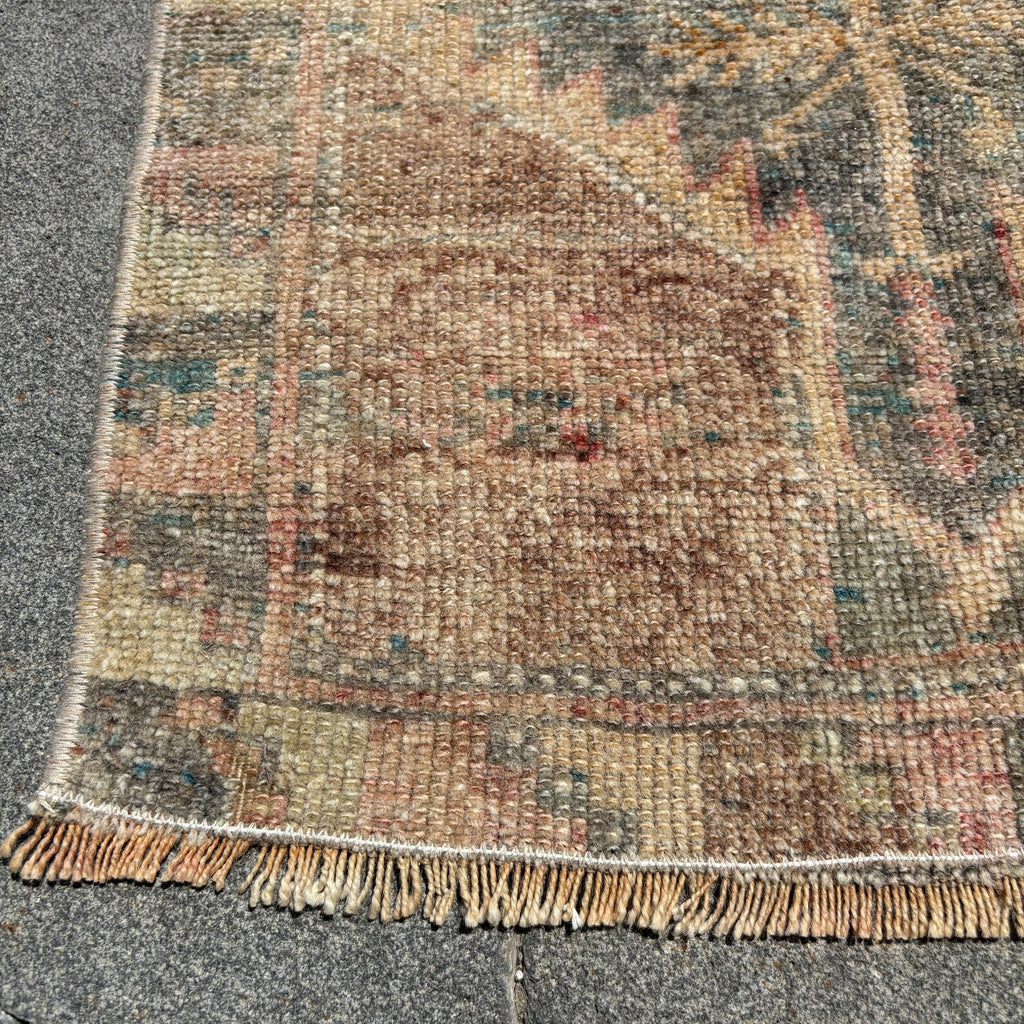 Vintage Turkish Mini Rug 1.4 x 3.2 ft