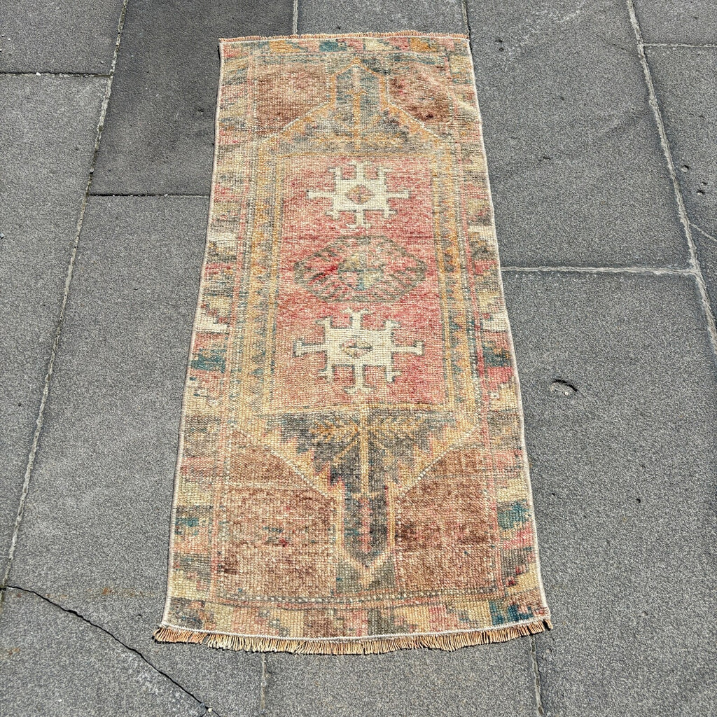 Vintage Turkish Mini Rug 1.4 x 3.2 ft