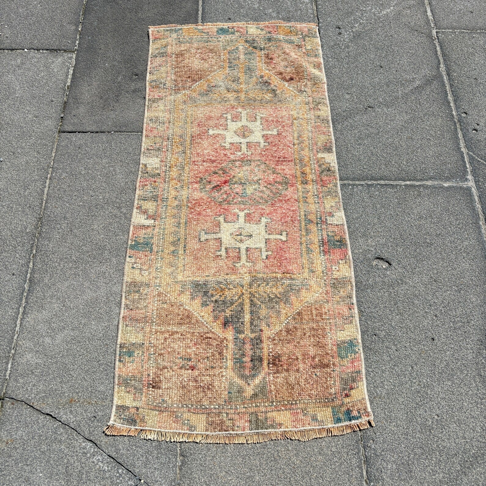 Vintage Turkish Mini Rug 1.4 x 3.2 ft