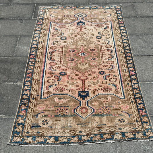 Vintage Persian Accent Area Rug 3.3 x 5.3 ft