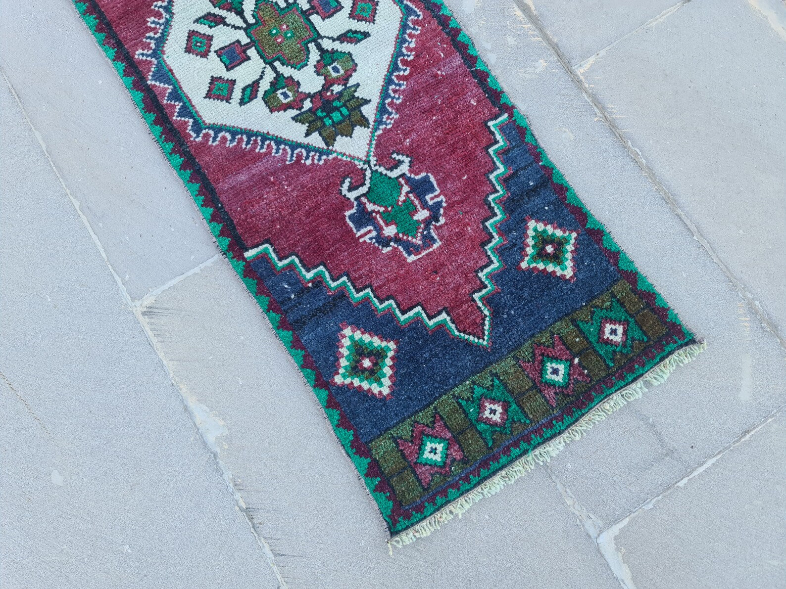 Vintage Turkish Mini Rug 1.4 x 4.2 ft