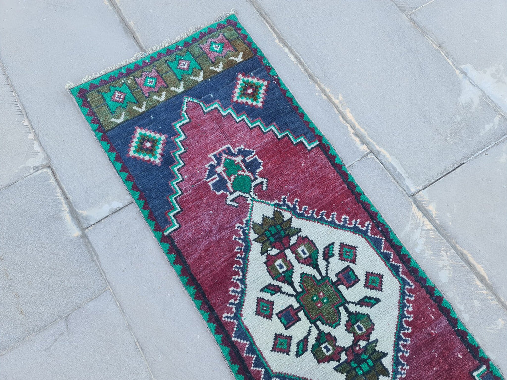 Vintage Turkish Mini Rug 1.4 x 4.2 ft