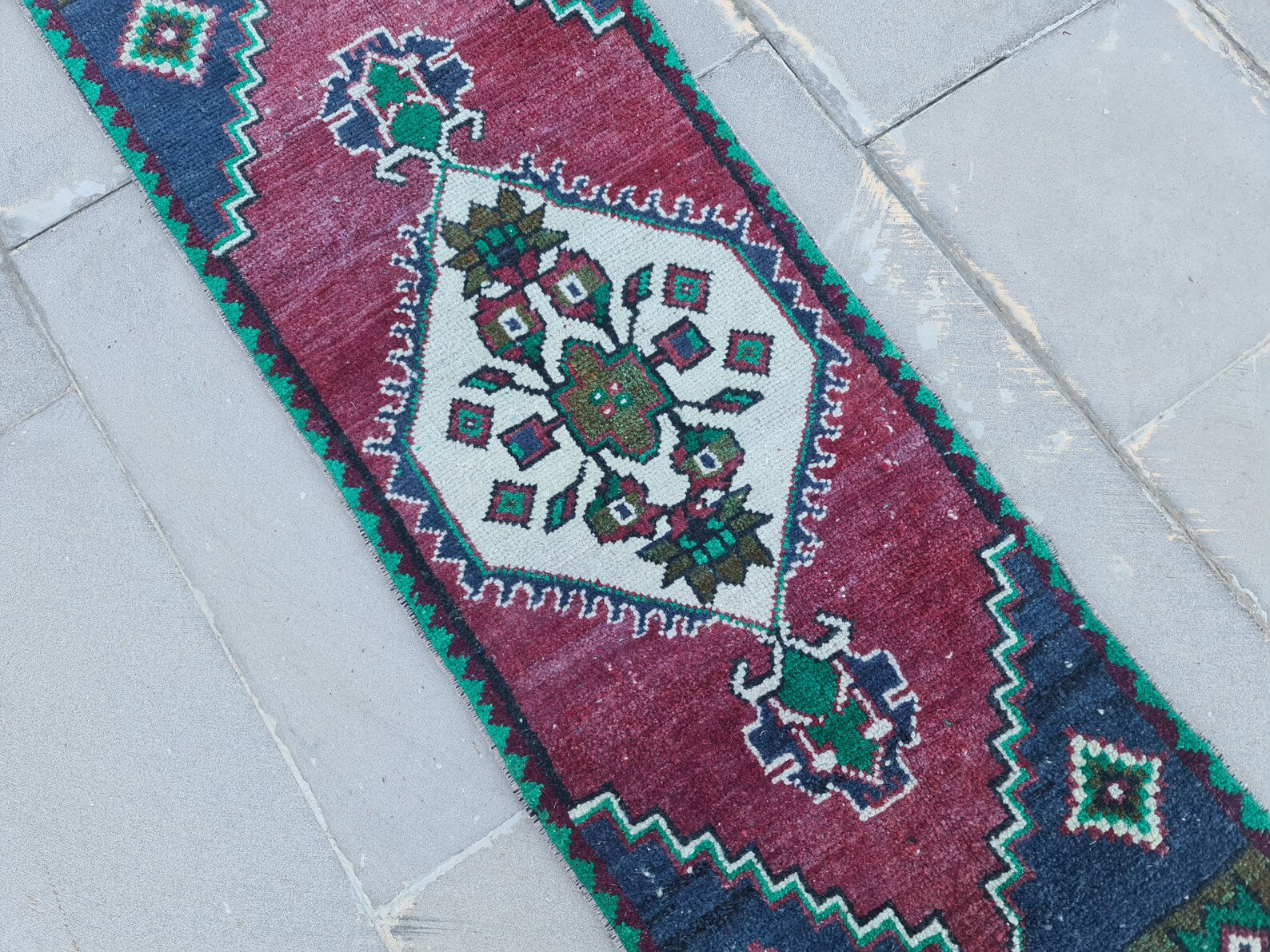 Vintage Turkish Mini Rug 1.4 x 4.2 ft