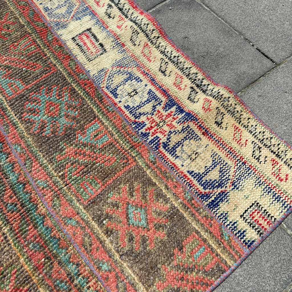 Vintage Turkish Runner Rug 2.6 x 9.9 ft