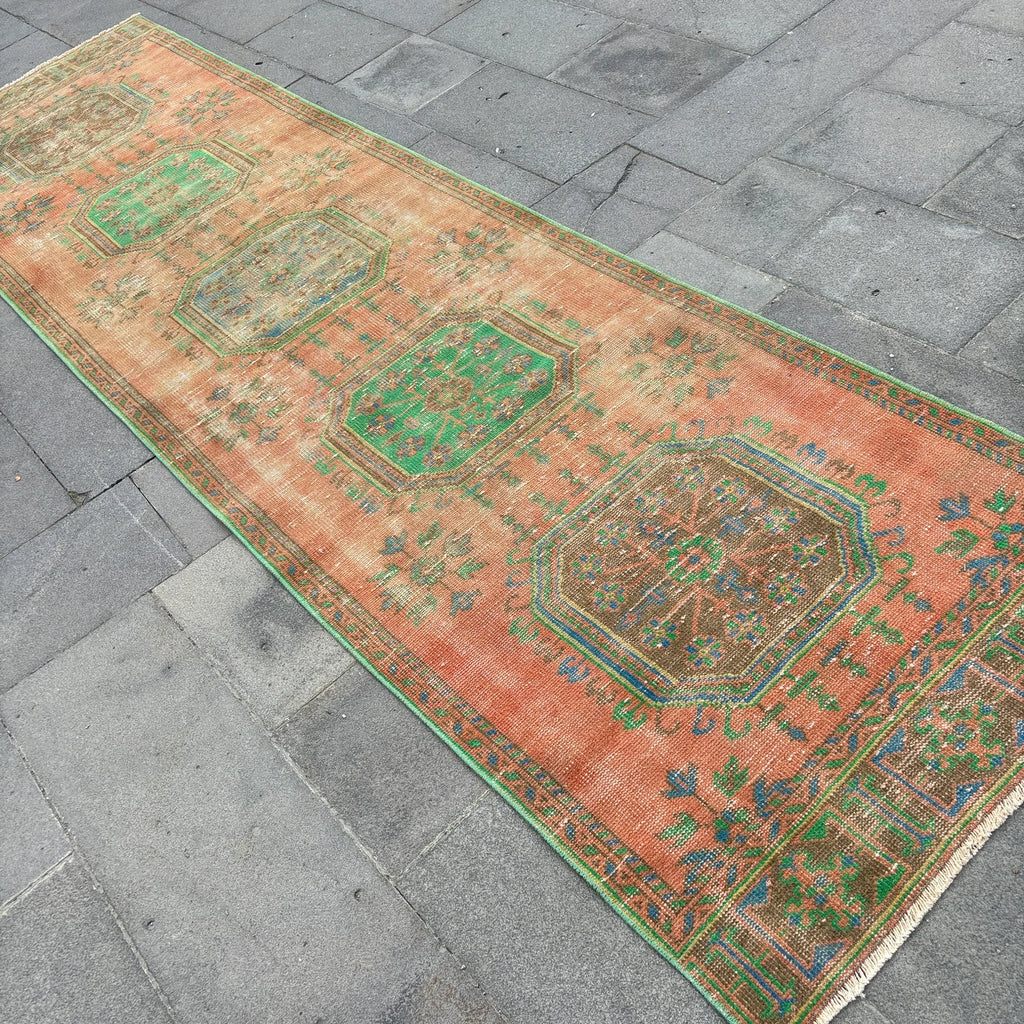 Vintage Turkish Runner Rug 2.7 x 11.3 ft