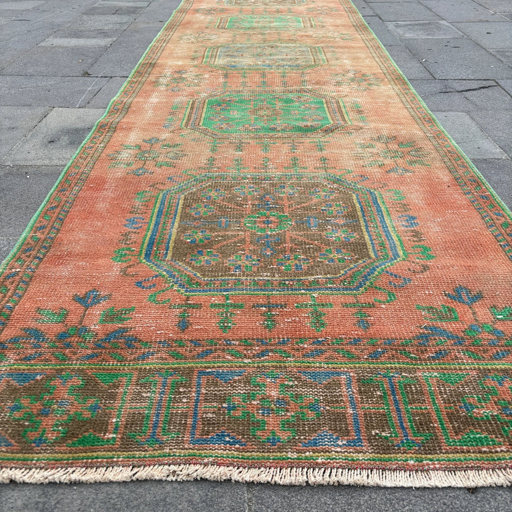 Vintage Turkish Runner Rug 2.7 x 11.3 ft