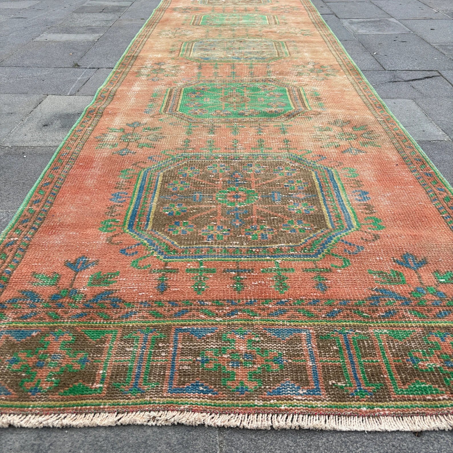Vintage Turkish Runner Rug 2.7 x 11.3 ft