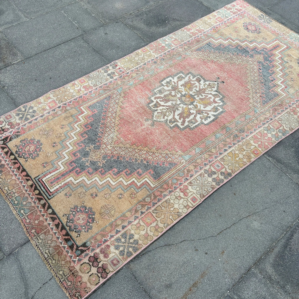 Vintage Turkish Runner Rug 3.9 x 6.3 ft