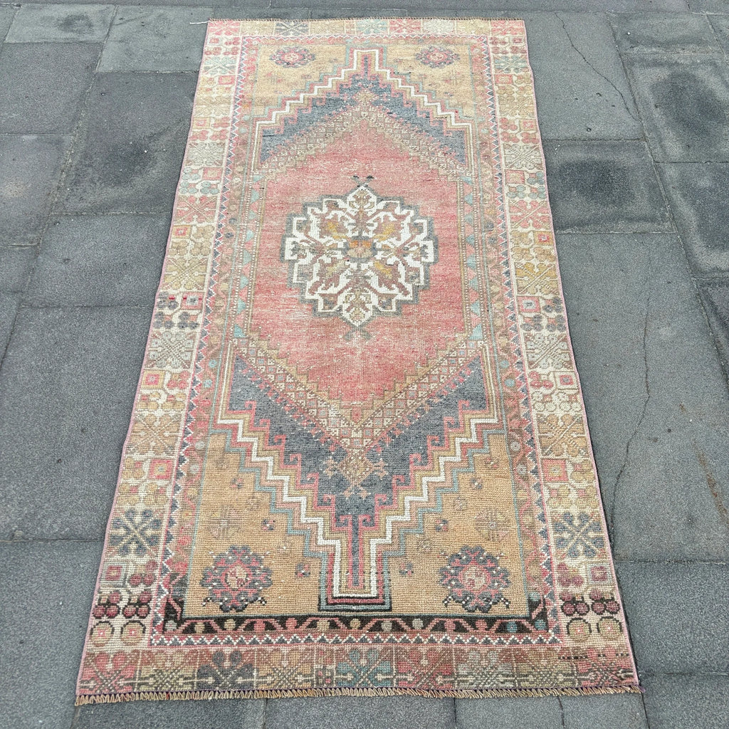 Vintage Turkish Runner Rug 3.9 x 6.3 ft