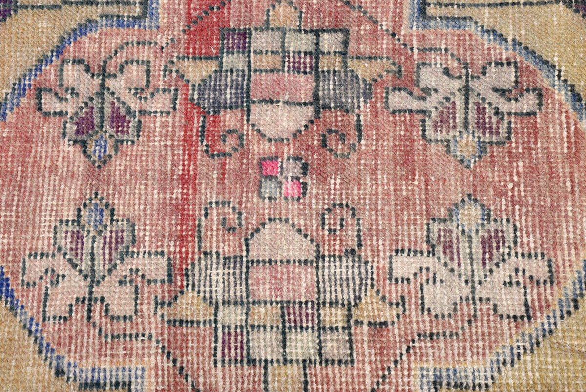 Vintage Turkish Accent Area rug 3.2 x 7.8 ft