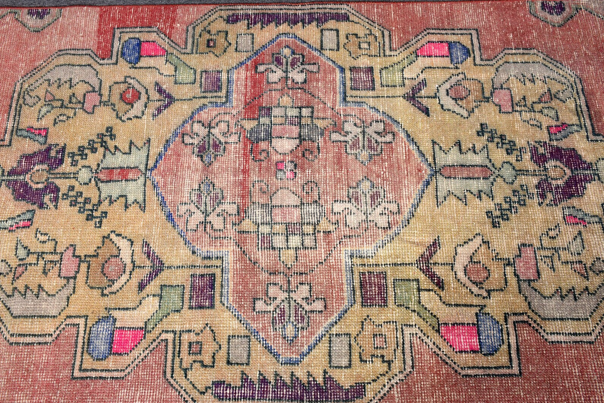 Vintage Turkish Accent Area rug 3.2 x 7.8 ft