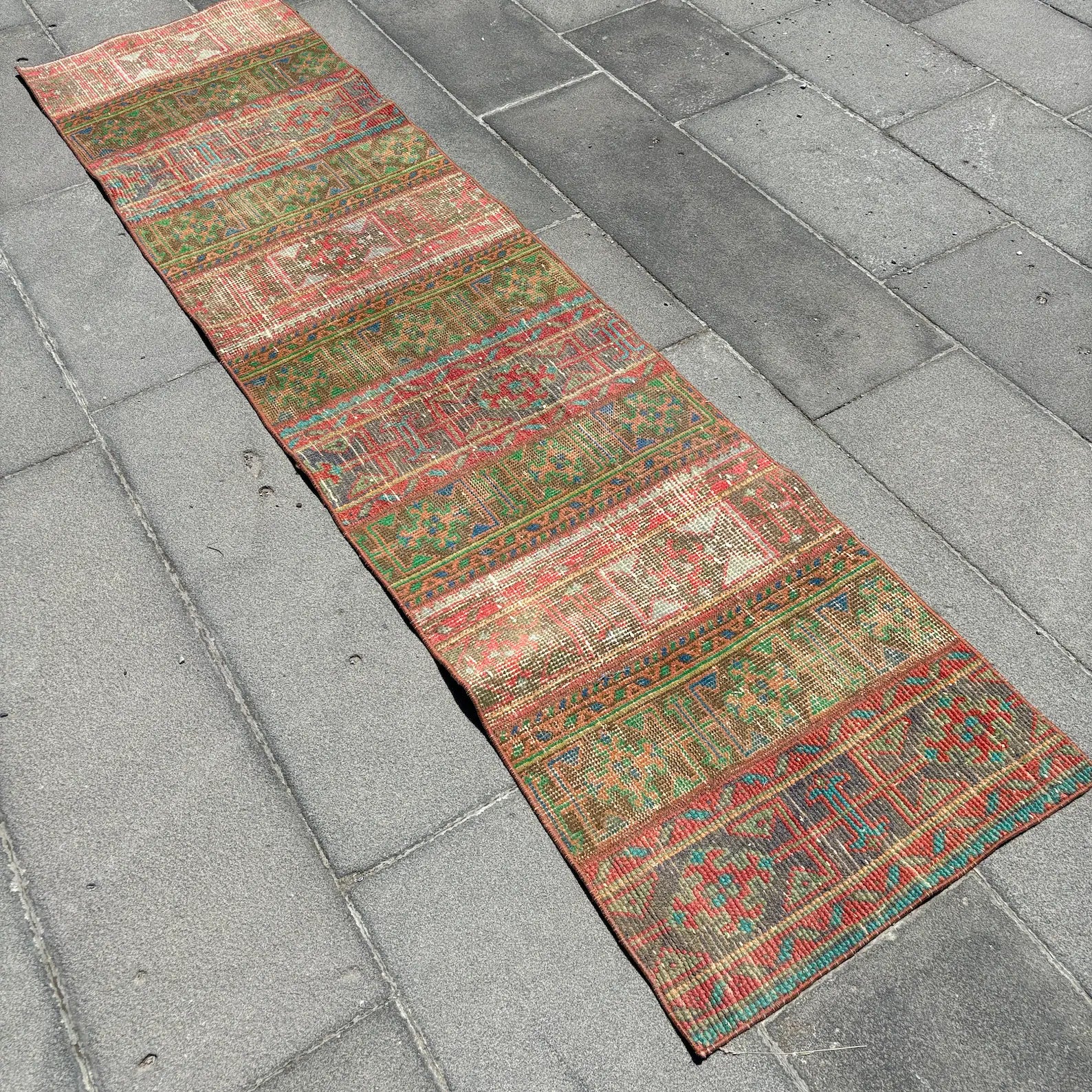 Vintage Turkish Runner Rug 1.7 x 7.6 ft