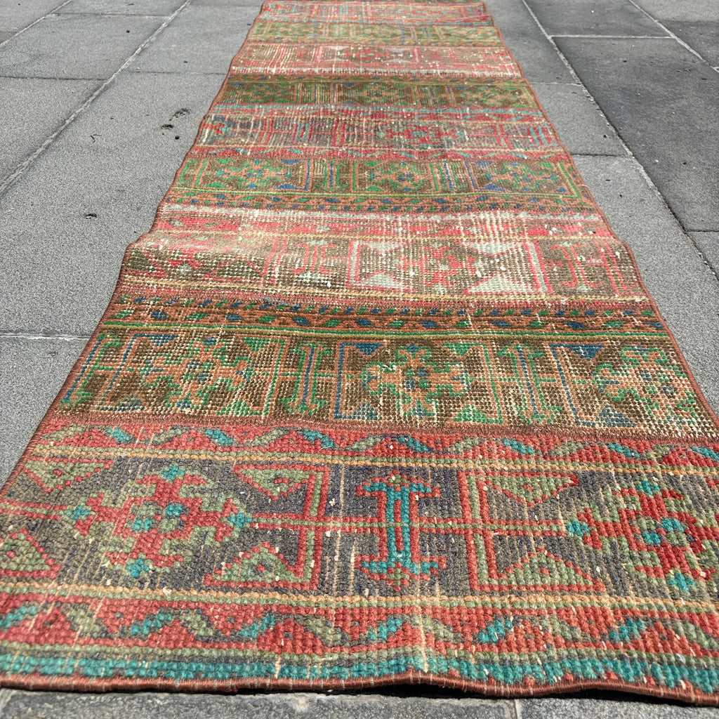 Vintage Turkish Runner Rug 1.7 x 7.6 ft