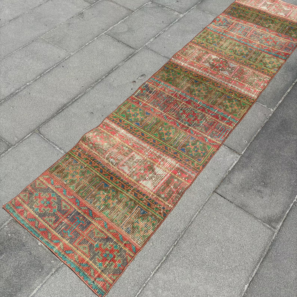 Vintage Turkish Runner Rug 1.7 x 7.6 ft