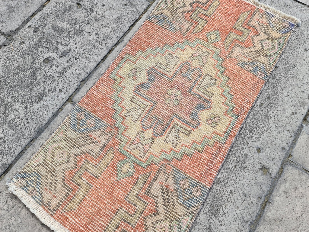 Vintage Turkish Mini Rug 1.4 x 3 ft