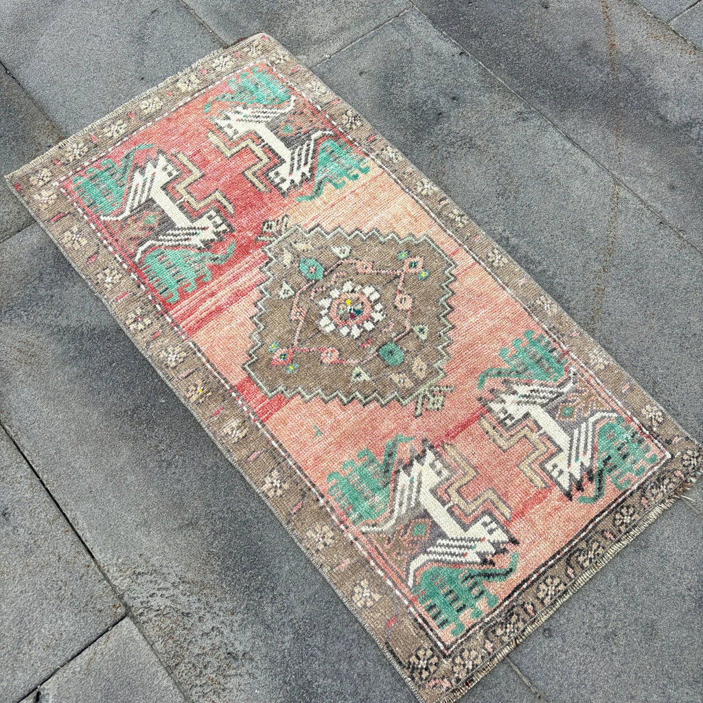 Vintage Turkish Mini Rug 1.6 x 3.1 ft