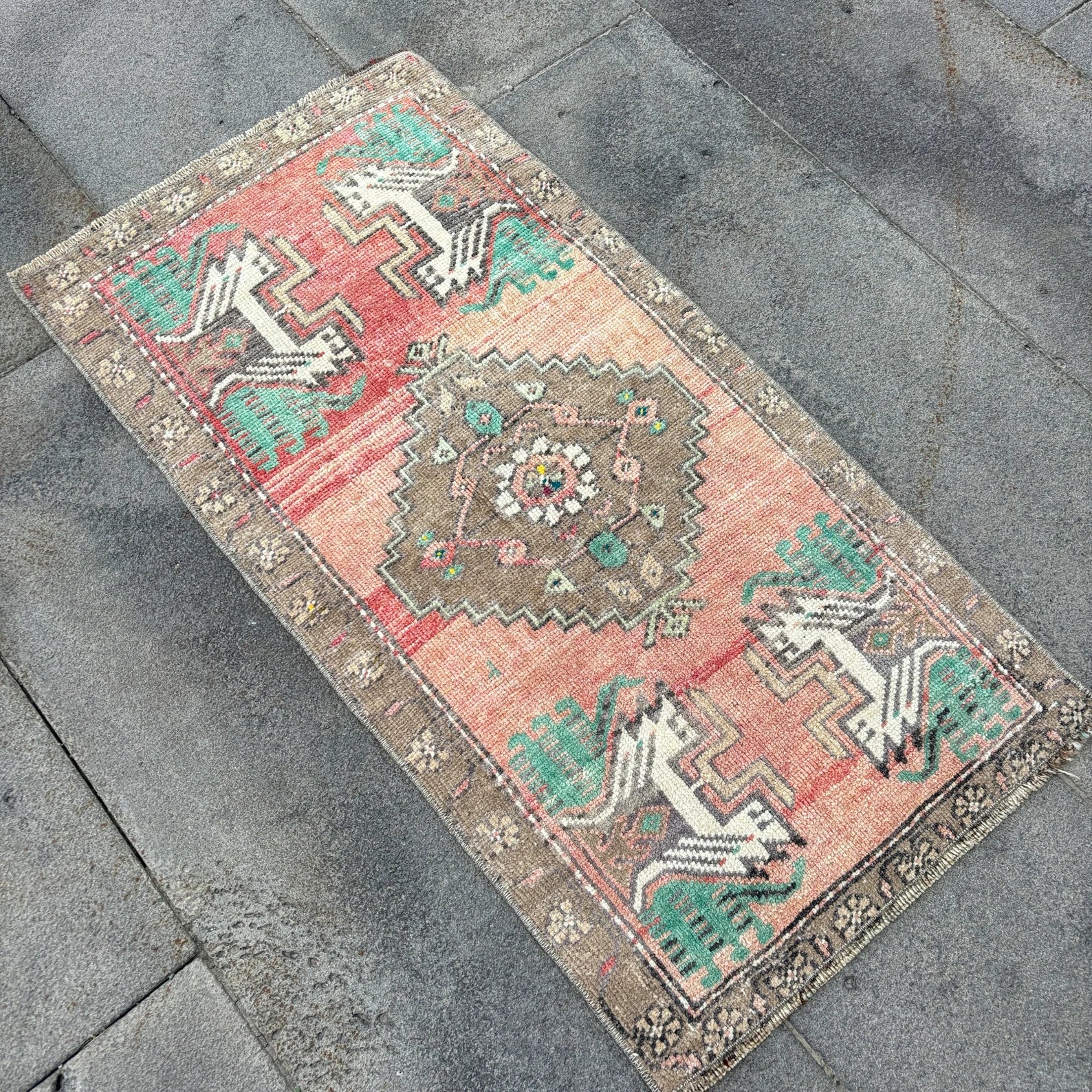 Vintage Turkish Mini Rug 1.6 x 3.1 ft