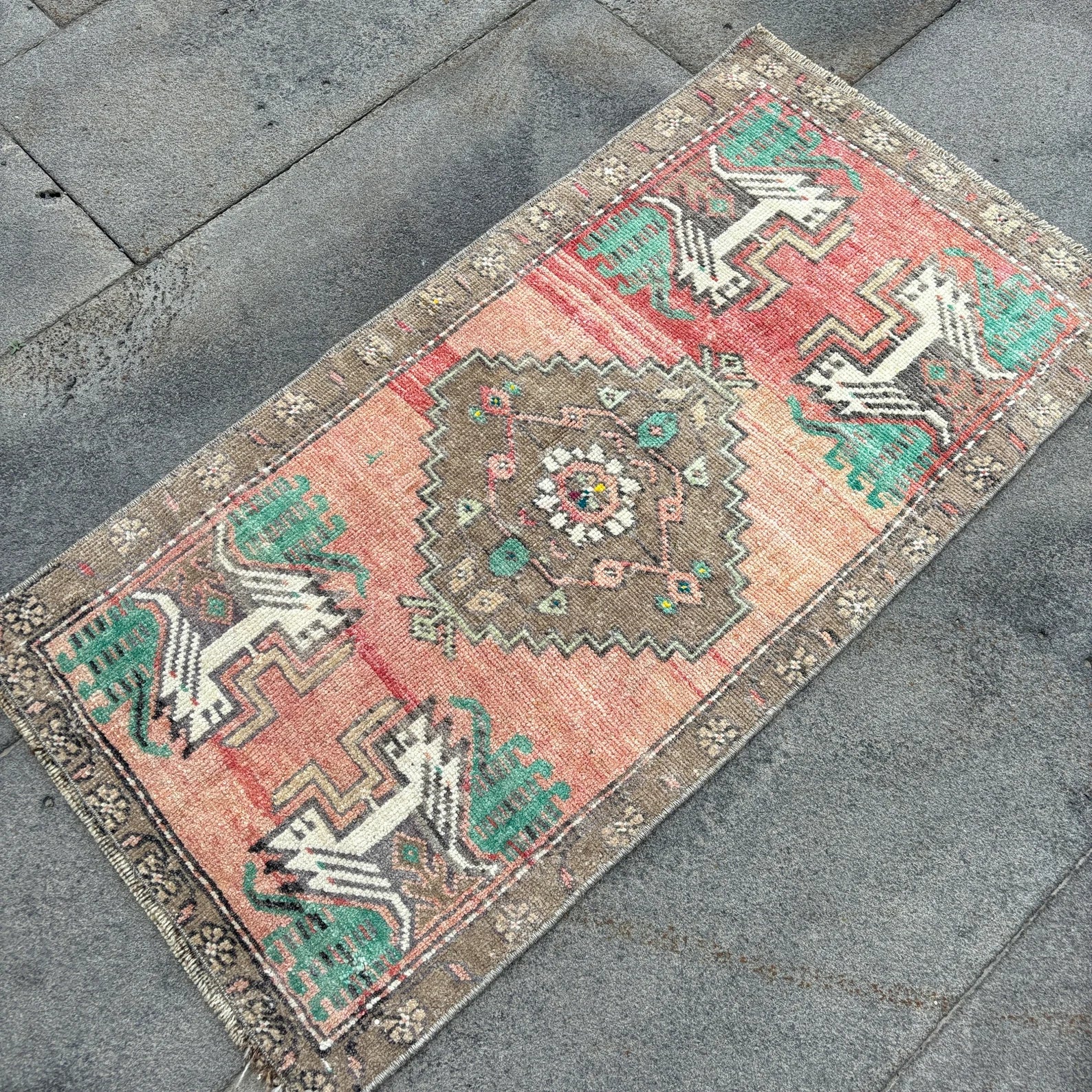 Vintage Turkish Mini Rug 1.6 x 3.1 ft