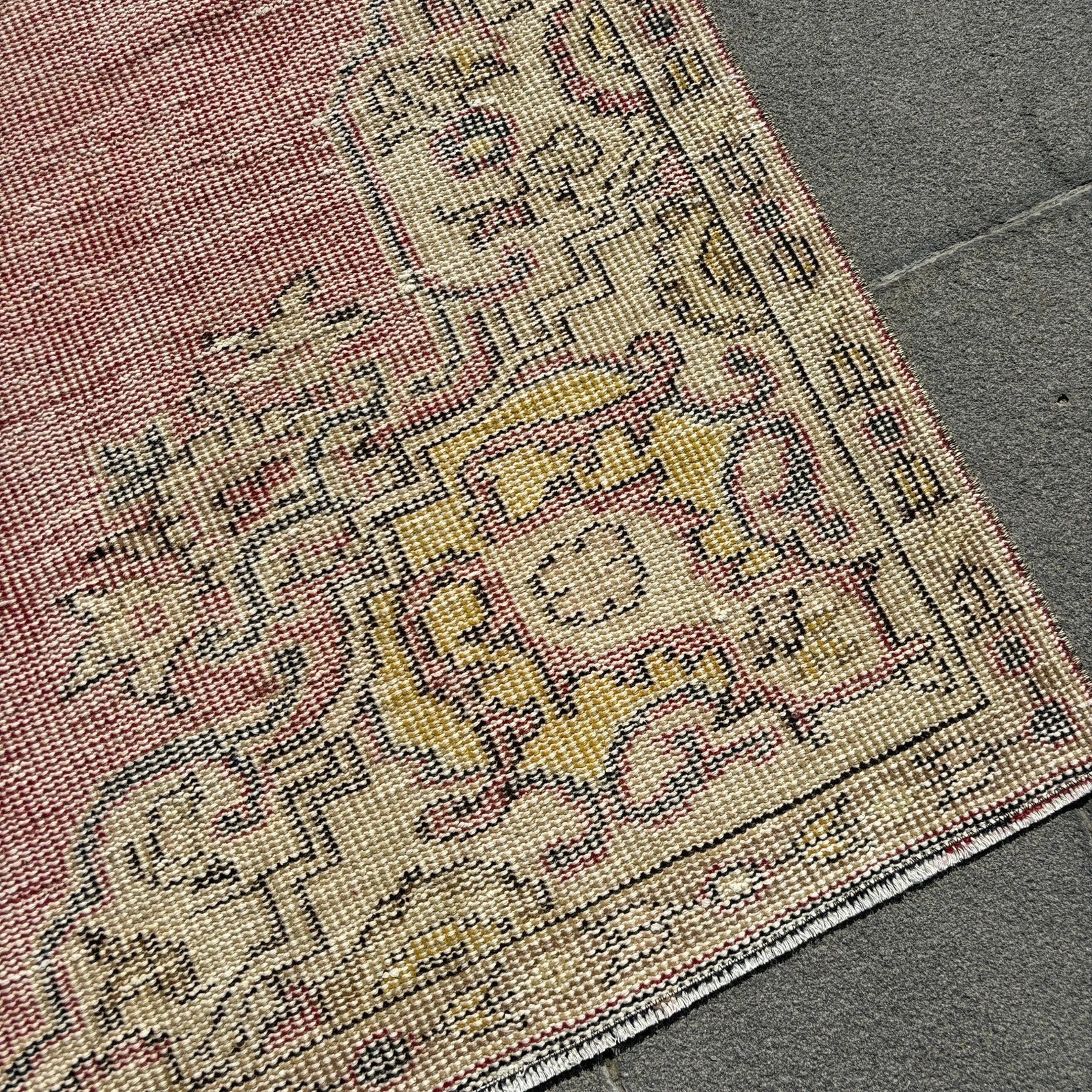 Vintage Turkish Accent Area rug 4.6 x 10.3 ft
