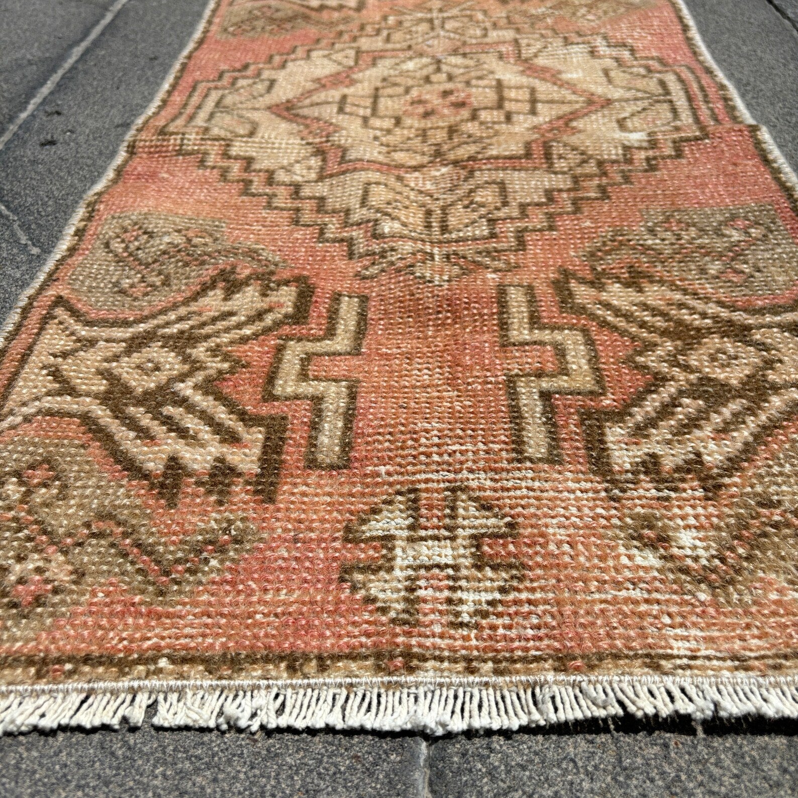 Vintage Turkish Mini Rug 1.4 x 2.7 ft