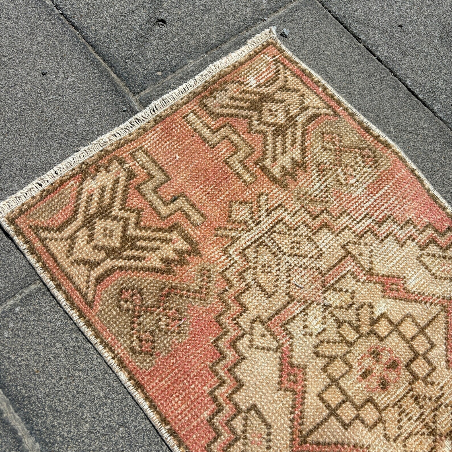 Vintage Turkish Mini Rug 1.4 x 2.7 ft