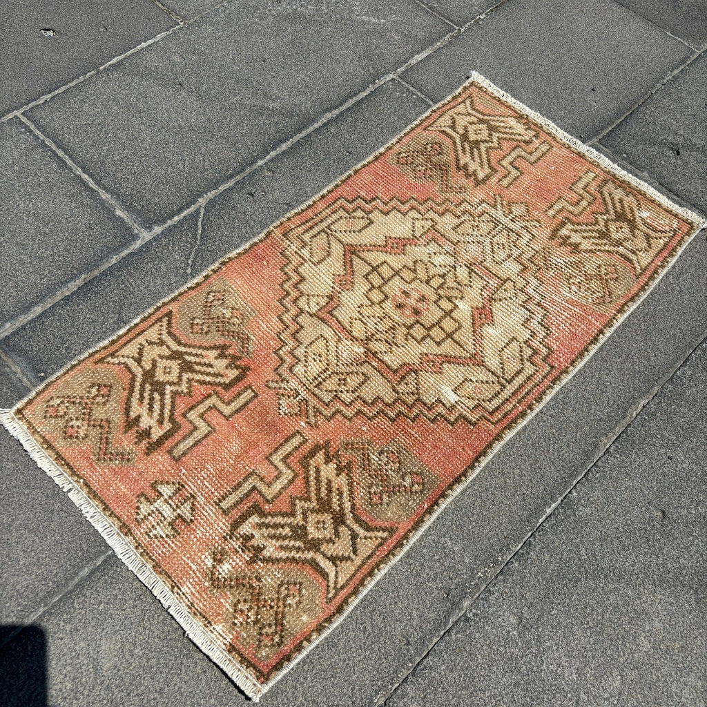 Vintage Turkish Mini Rug 1.4 x 2.7 ft