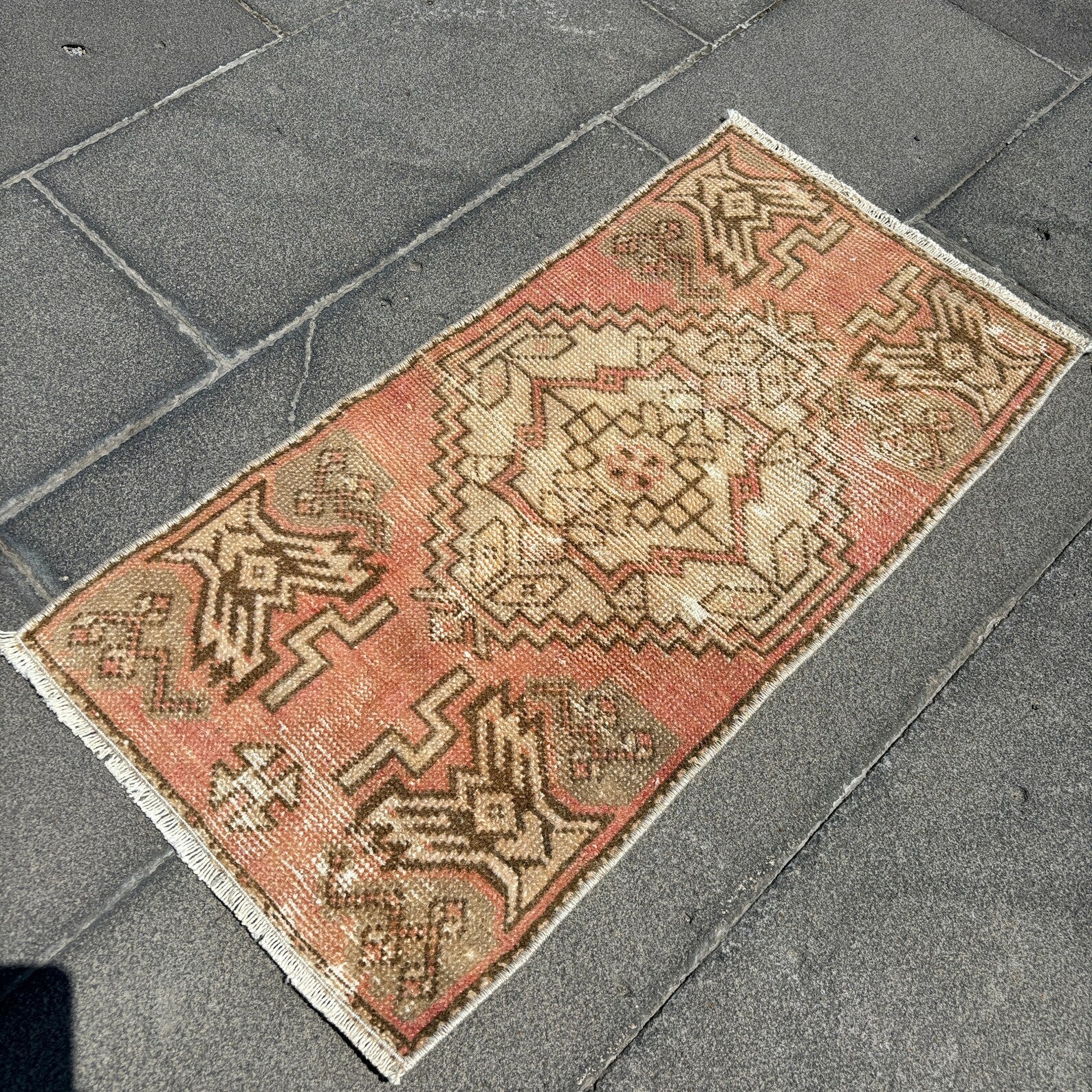 Vintage Turkish Mini Rug 1.4 x 2.7 ft