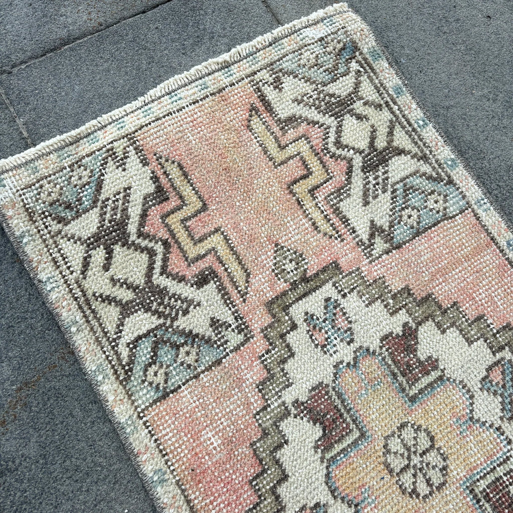 Vintage Turkish Mini Rug 1.4 x 2.9 ft