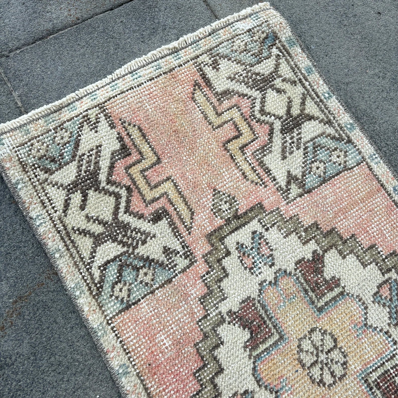 Vintage Turkish Mini Rug 1.4 x 2.9 ft