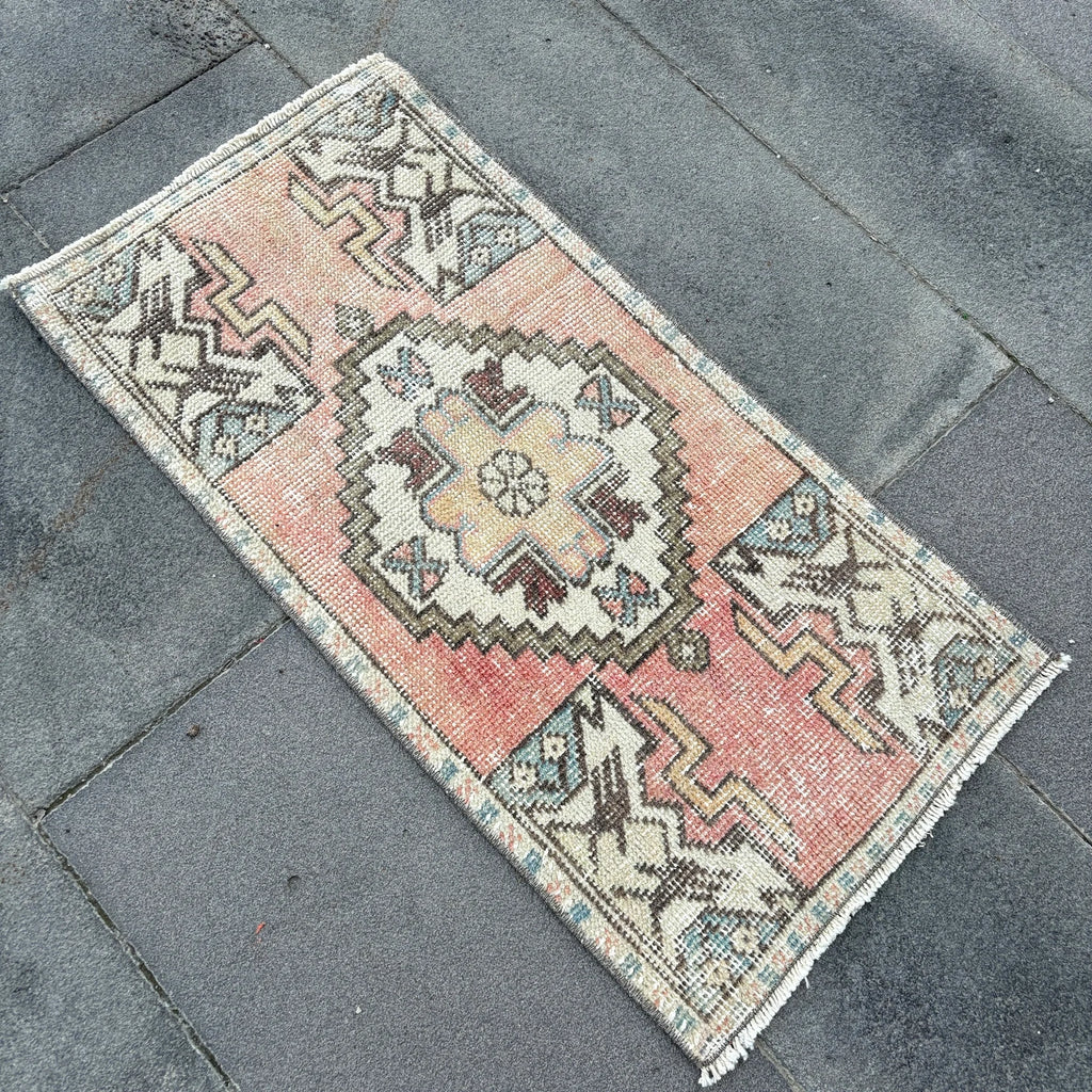 Vintage Turkish Mini Rug 1.4 x 2.9 ft