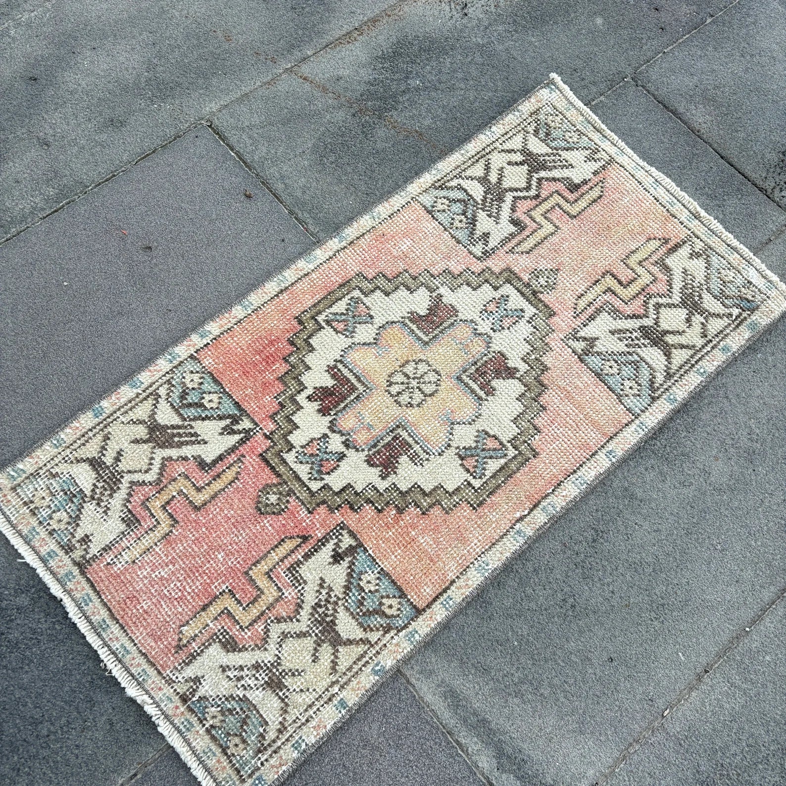 Vintage Turkish Mini Rug 1.4 x 2.9 ft
