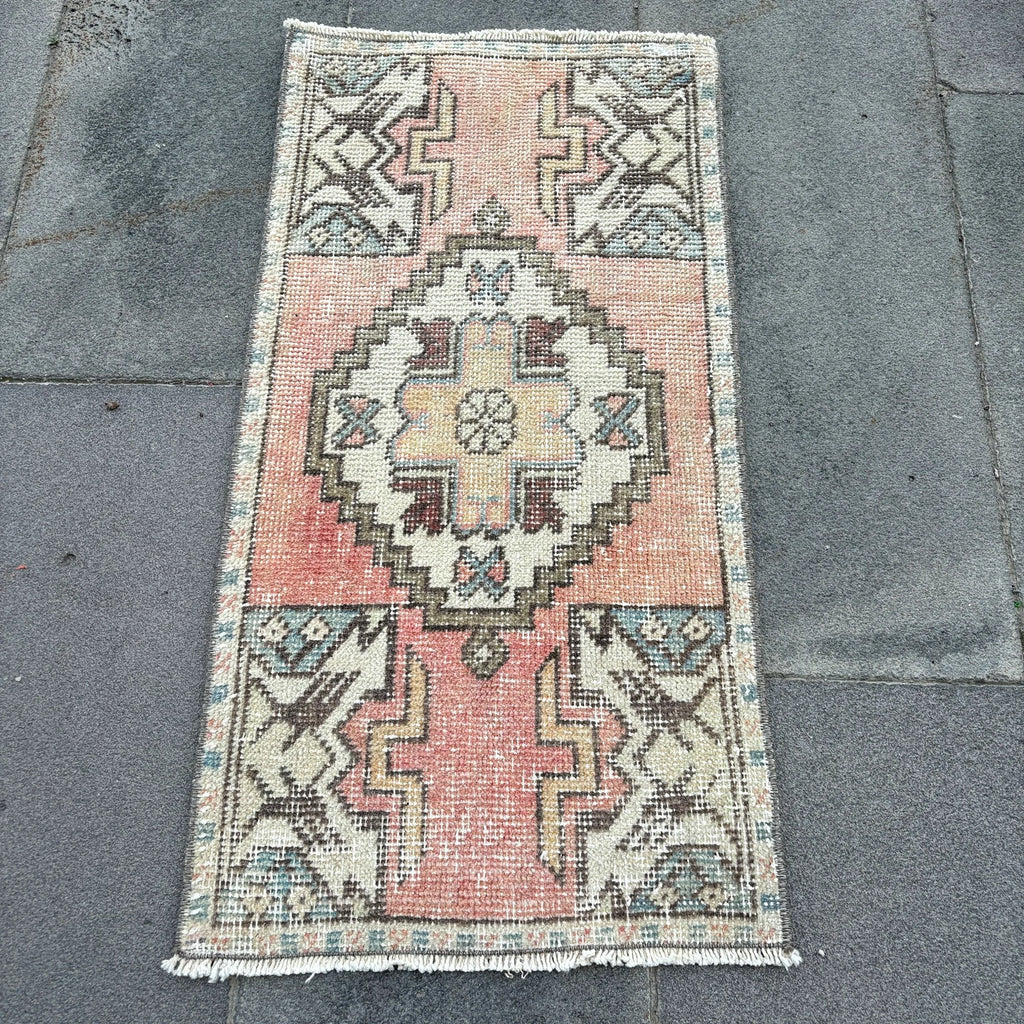 Vintage Turkish Mini Rug 1.4 x 2.9 ft