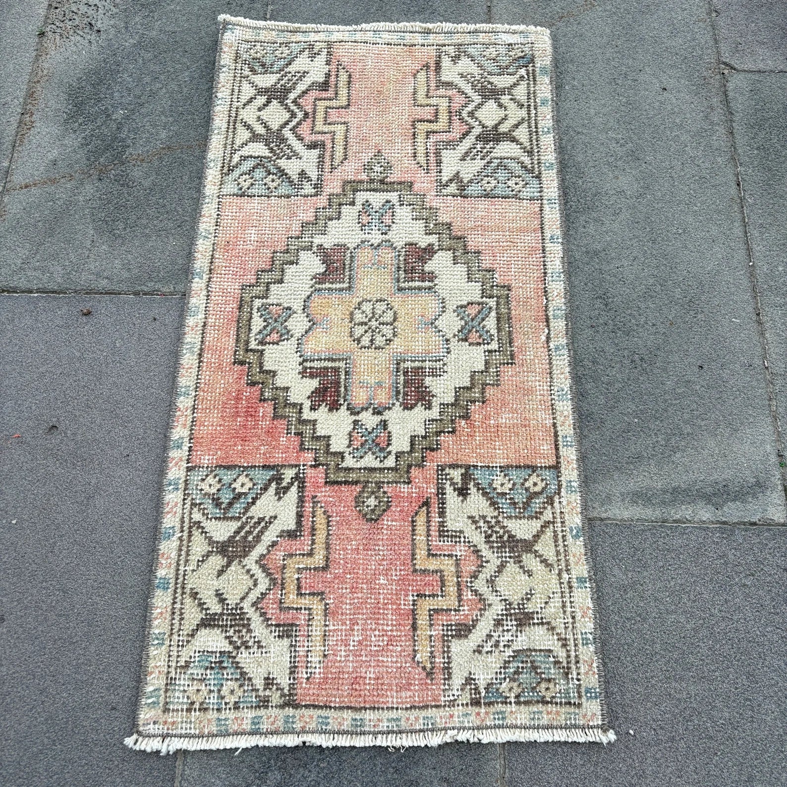 Vintage Turkish Mini Rug 1.4 x 2.9 ft