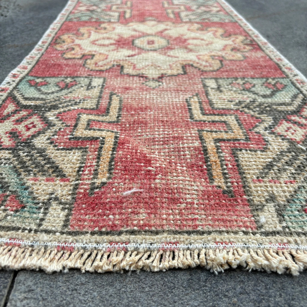 Vintage Turkish Mini Rug 1.3 x 2.7 ft