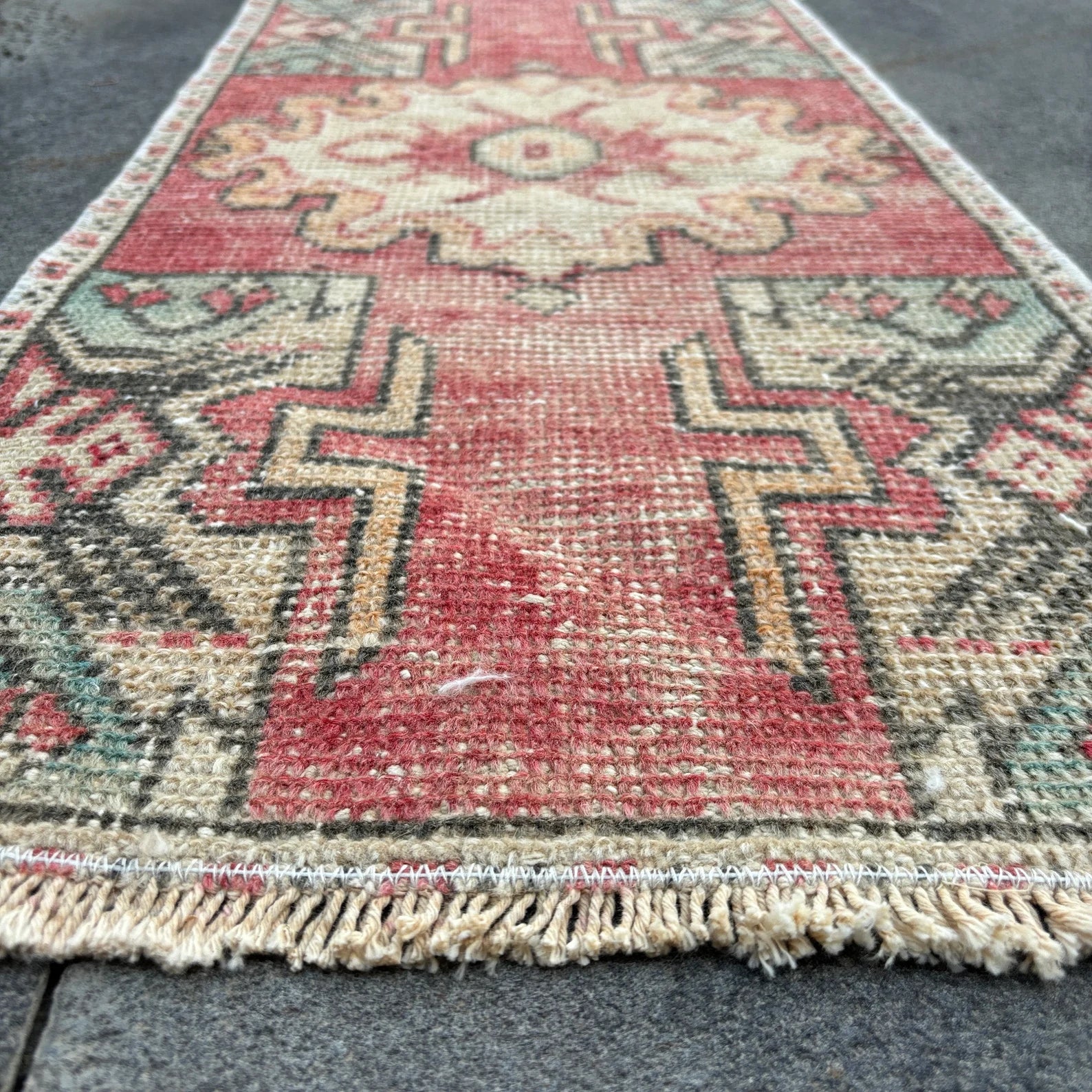 Vintage Turkish Mini Rug 1.3 x 2.7 ft
