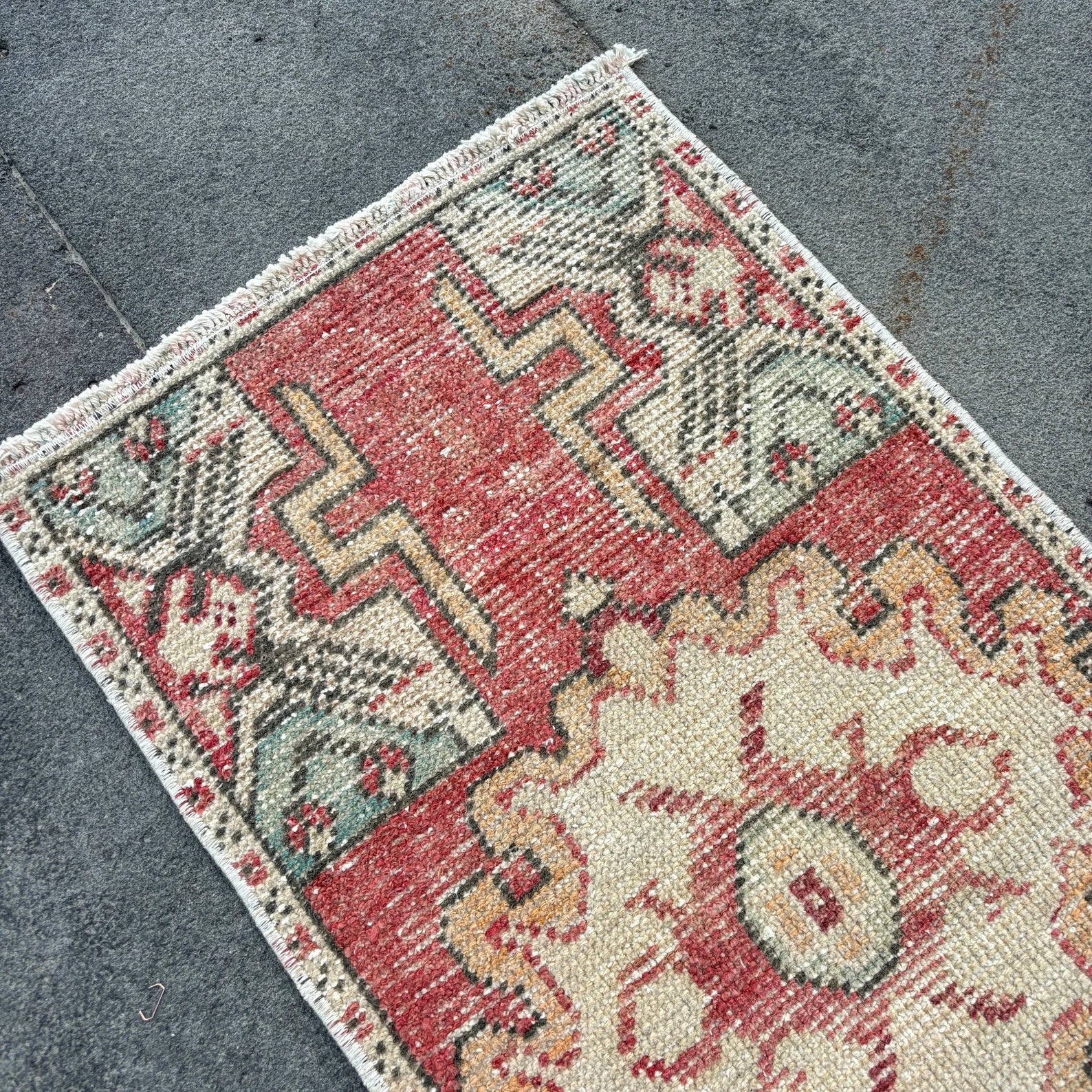 Vintage Turkish Mini Rug 1.3 x 2.7 ft