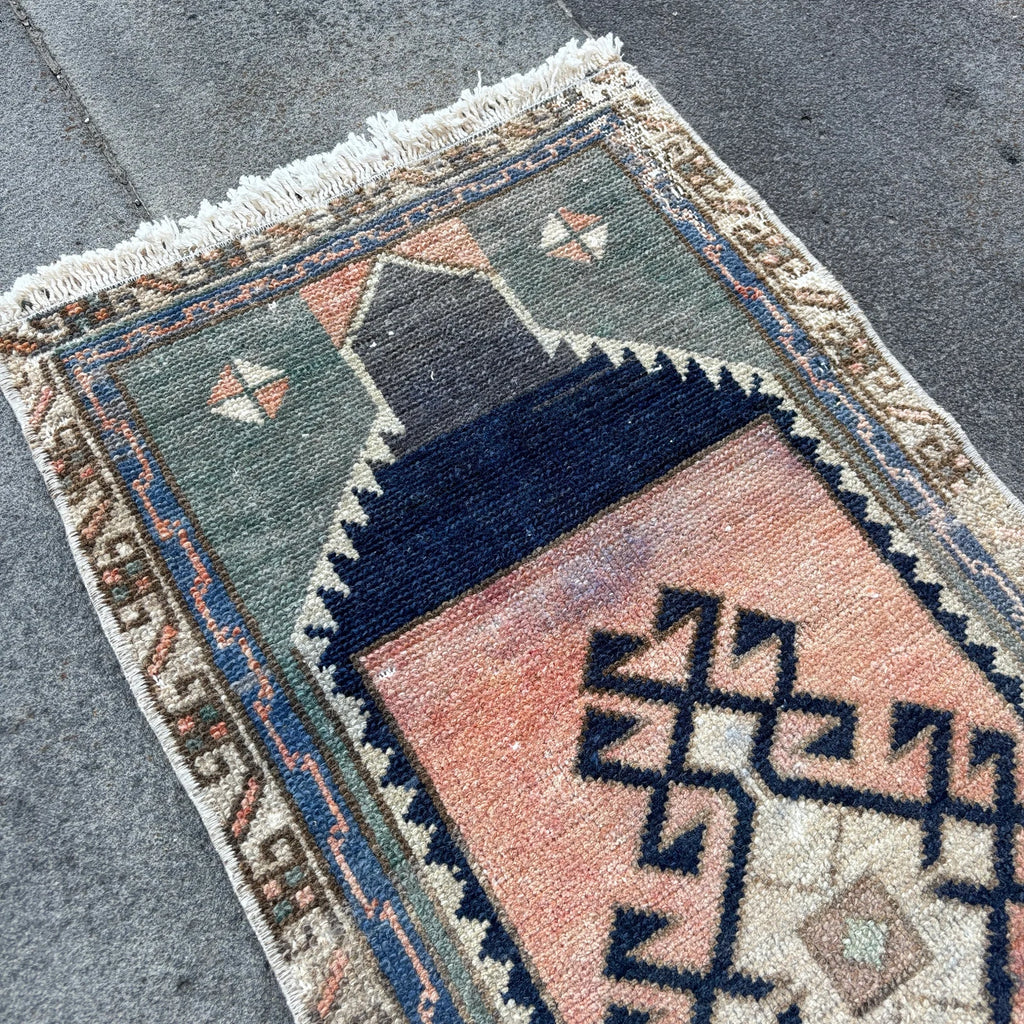 Vintage Turkish Mini Rug 1.4 x 3 ft