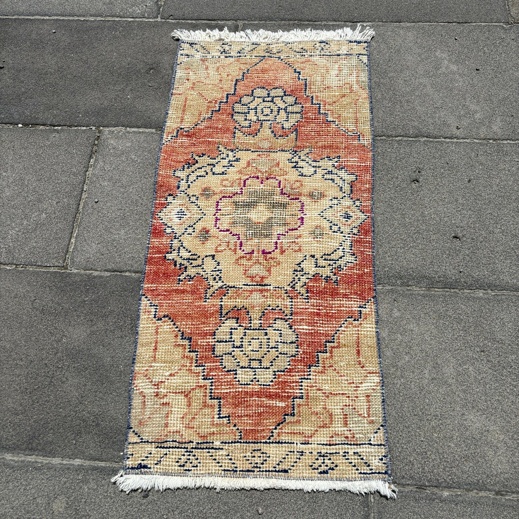Vintage Turkish Mini Rug 1.3 x 2.8 ft