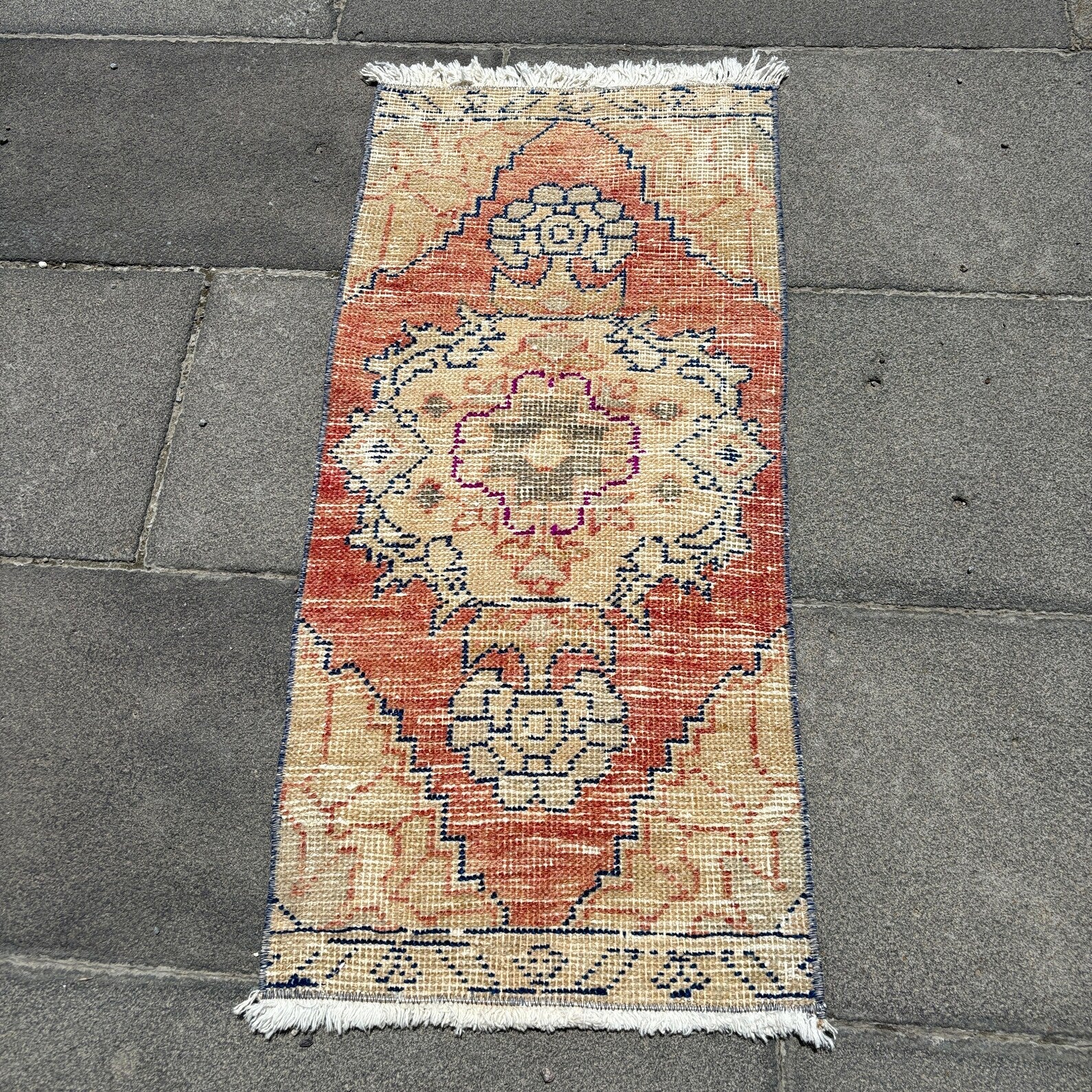 Vintage Turkish Mini Rug 1.3 x 2.8 ft