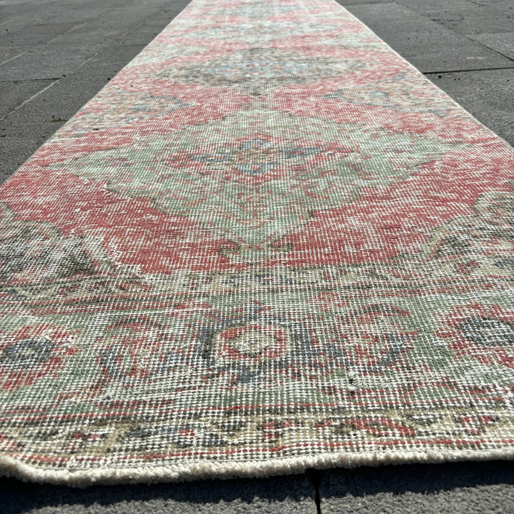 Vintage Turkish Runner Rug 2.6 x 12.9 ft