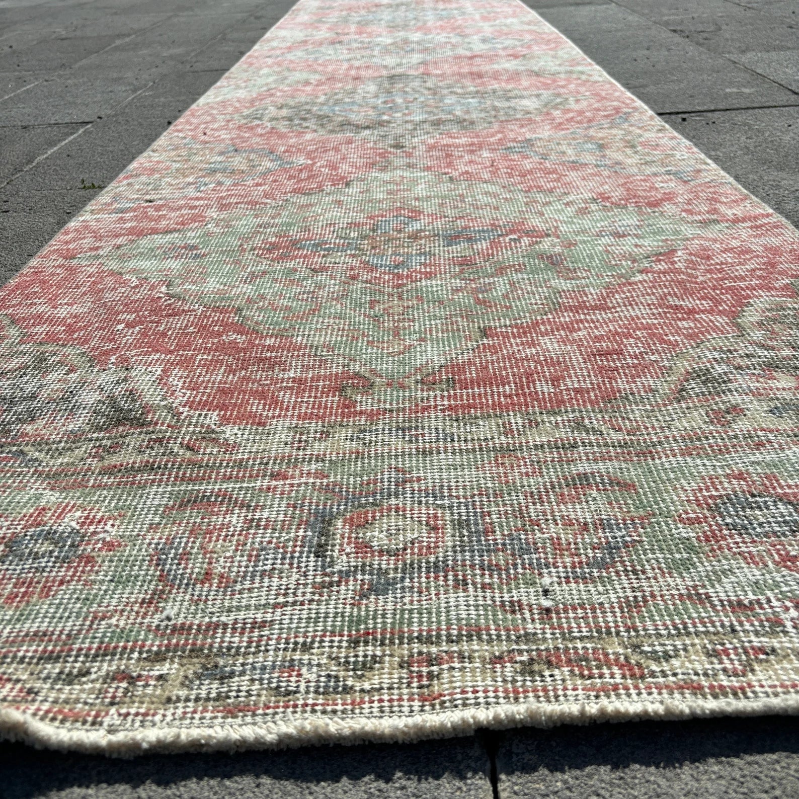 Vintage Turkish Runner Rug 2.6 x 12.9 ft