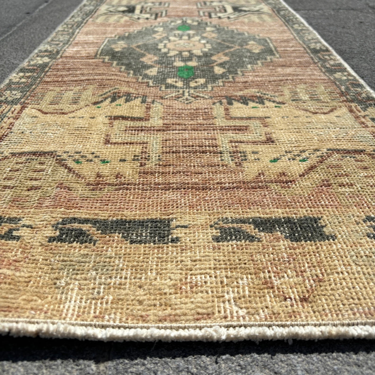 Vintage Turkish Mini Rug 1.6 x 3.6 ft