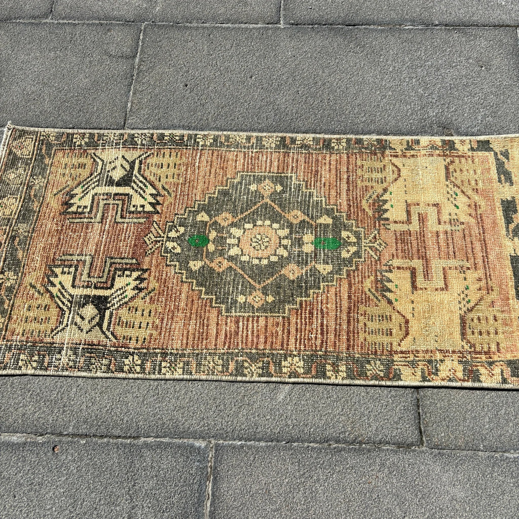 Vintage Turkish Mini Rug 1.6 x 3.6 ft