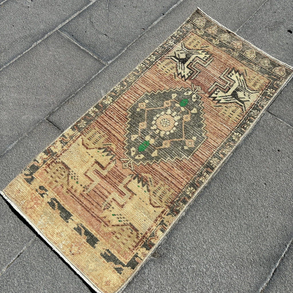 Vintage Turkish Mini Rug 1.6 x 3.6 ft