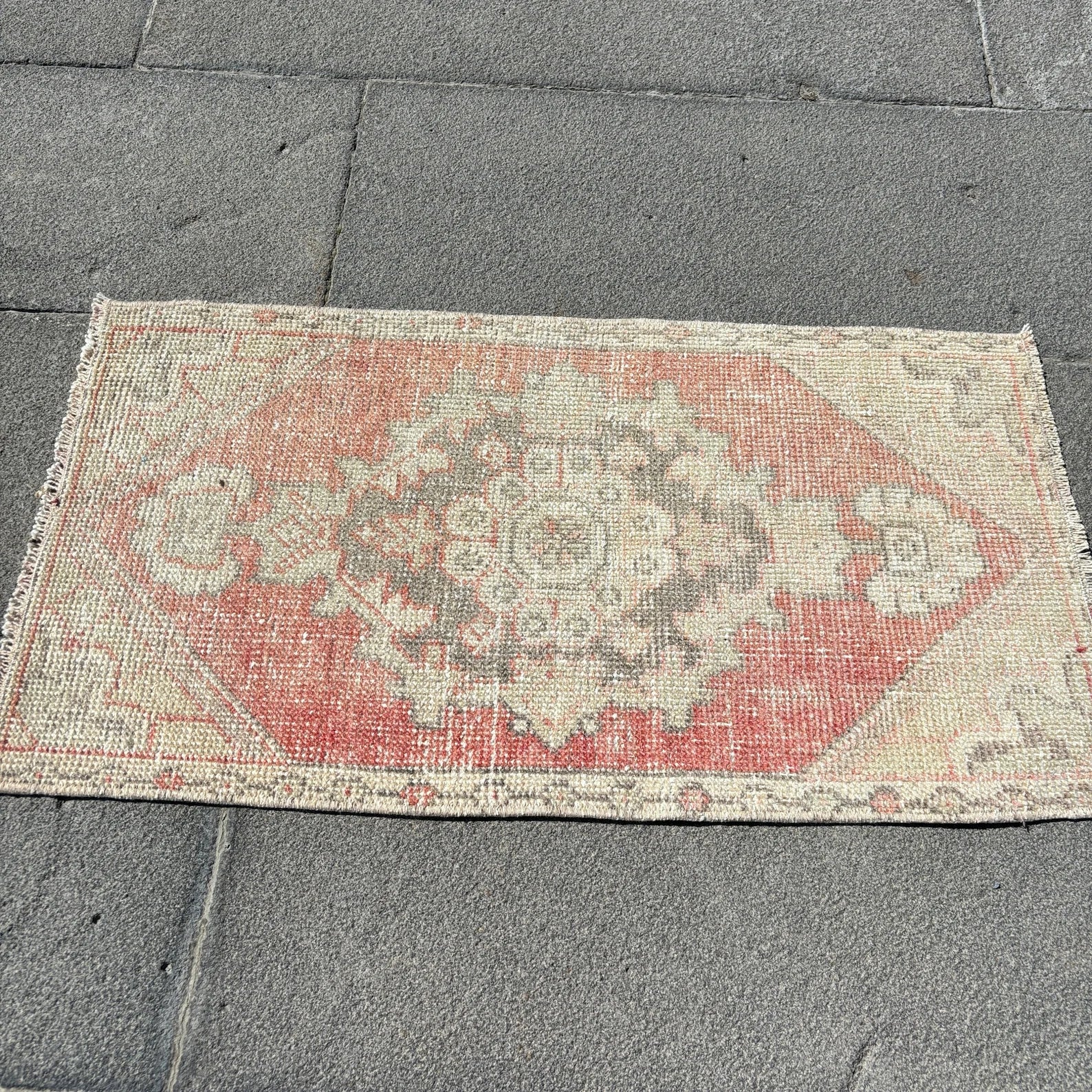 Vintage Turkish Mini Rug 1.4 x 2.6 ft