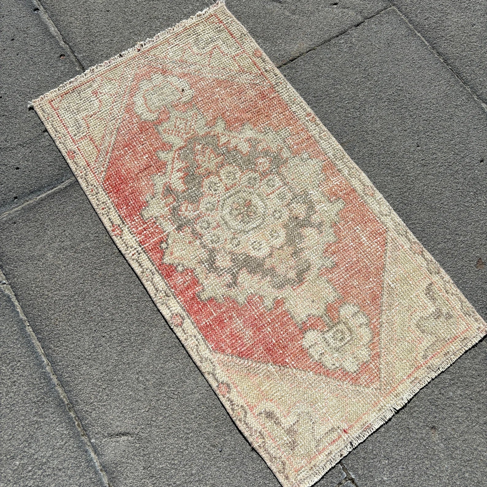 Vintage Turkish Mini Rug 1.4 x 2.6 ft