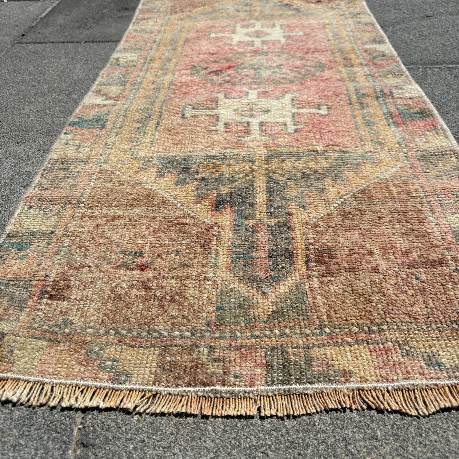 Vintage Turkish Mini Rug 1.4 x 3.2 ft
